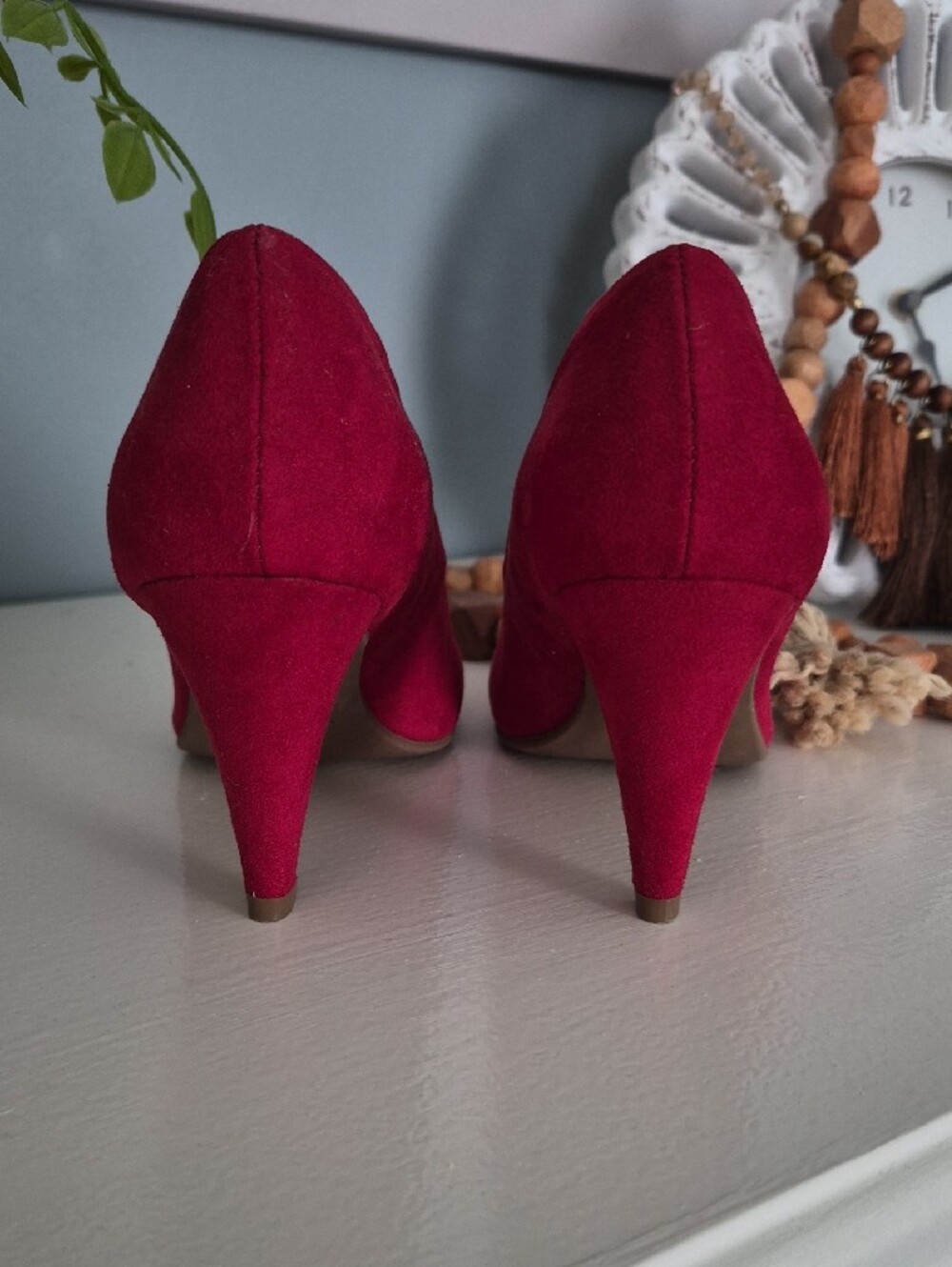 American Rag Red Suede Round-Toe Pumps - Picture 3 of 4